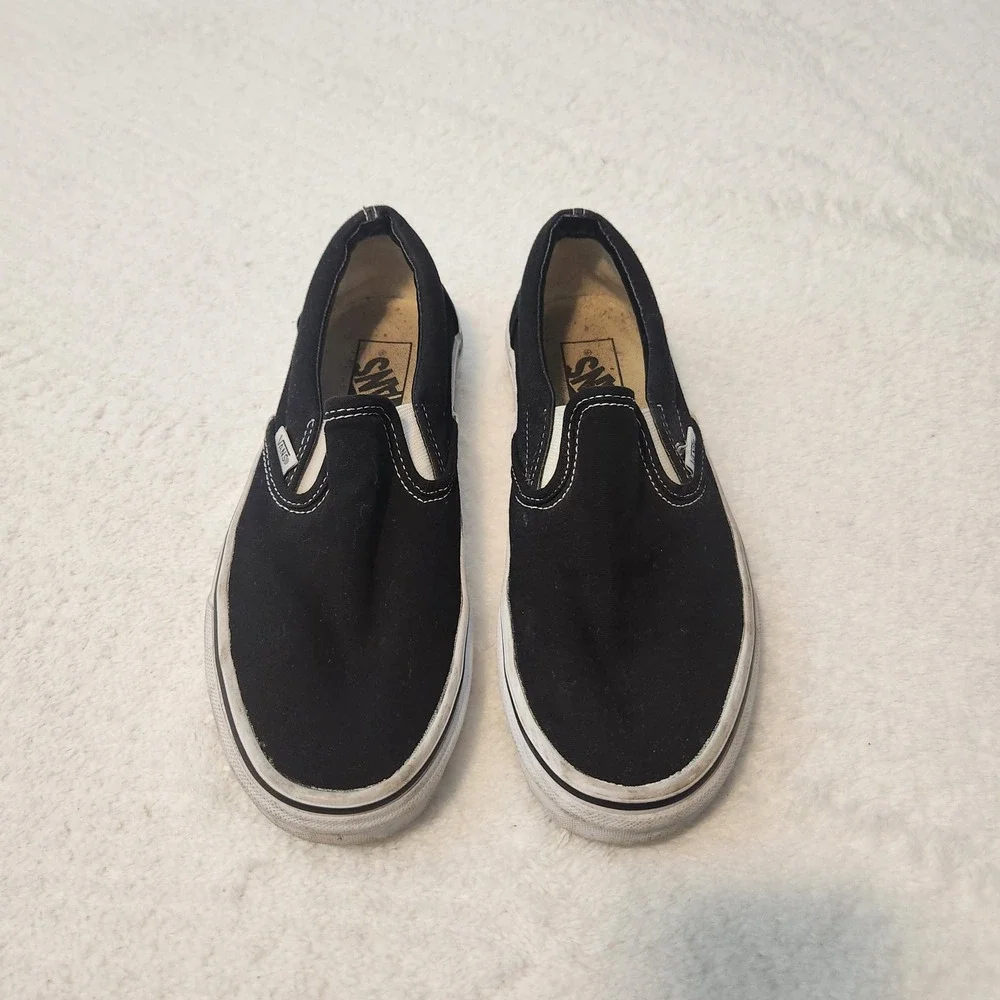 Vans Black Slip On Canvas Sneakers Mens 6.0 or Womens 7.5